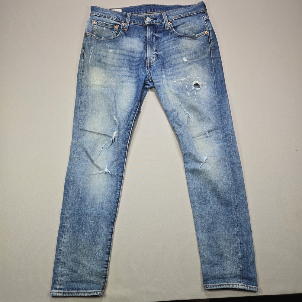 Levi Strauss 512 Slim Taper Jeans Mens‎ W32 L30 Blue Distressed Denim
